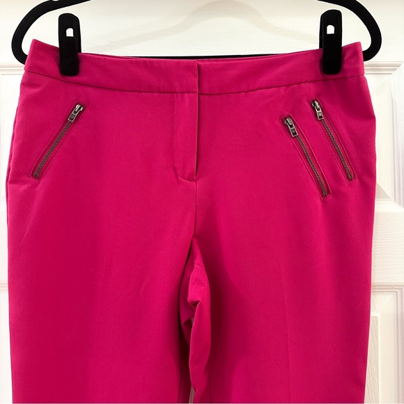Worthington Flat Front Cropped Dress Pants Fuchsia Pink Zipper Detail sz 6 - Picture 3 of 7